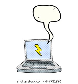 freehand drawn comic book speech bubble cartoon laptop computer