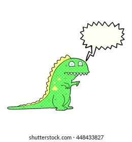 freehand drawn comic book speech bubble cartoon dinosaur