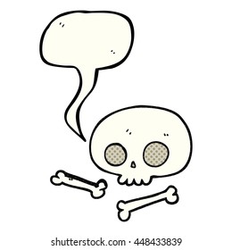freehand drawn comic book speech bubble cartoon skull and bones