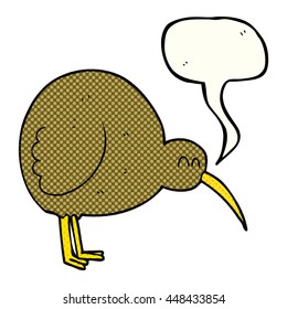 freehand drawn comic book speech bubble cartoon kiwi bird