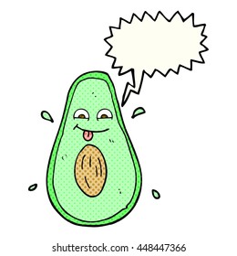 freehand drawn comic book speech bubble cartoon avocado