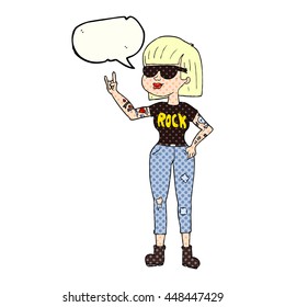 freehand drawn comic book speech bubble cartoon rock woman
