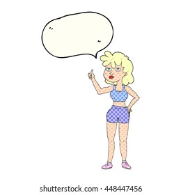 freehand drawn comic book speech bubble cartoon gym woman