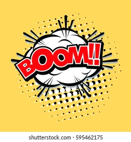 freehand drawn comic book speech bubble cartoon word boom