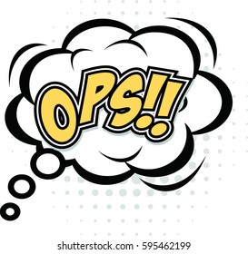 freehand drawn comic book speech bubble cartoon word ops