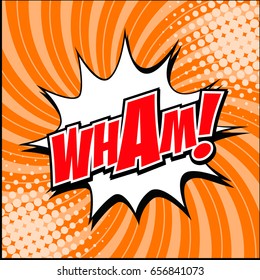 freehand drawn comic book speech bubble cartoon word wham