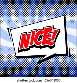 freehand drawn comic book speech bubble cartoon word nice