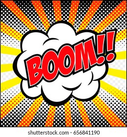 freehand drawn comic book speech bubble cartoon word boom