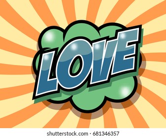 freehand drawn comic book speech bubble cartoon word love