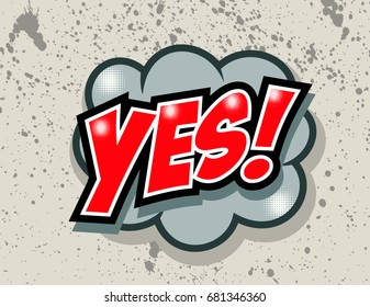 freehand drawn comic book speech bubble cartoon word yes