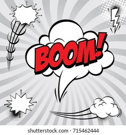freehand drawn comic book speech bubble cartoon word boom