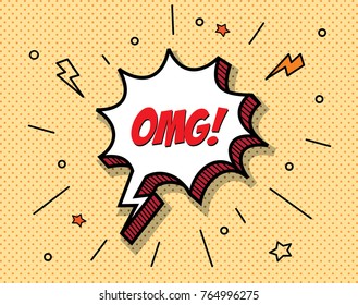 freehand drawn comic book speech bubble cartoon word OMG!