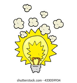 freehand drawn comic book style cartoon light bulb shining