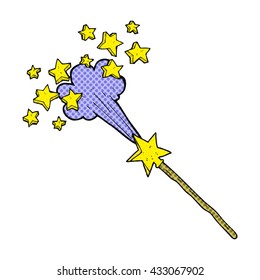 freehand drawn comic book style cartoon magic wand
