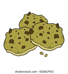 freehand drawn comic book style cartoon chocolate chip cookies