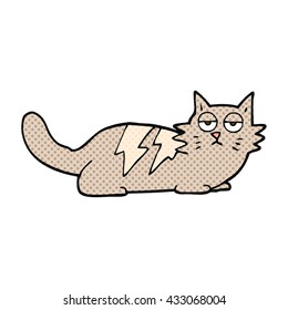 freehand drawn comic book style cartoon cat