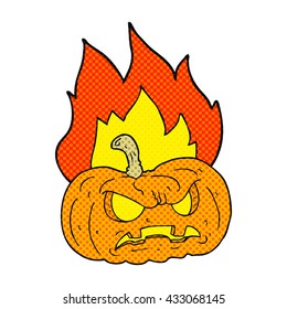 freehand drawn comic book style cartoon halloween pumpkin
