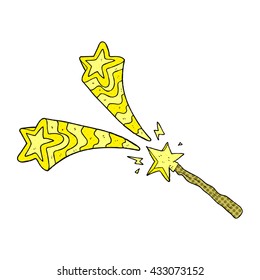 freehand drawn comic book style cartoon magic wand