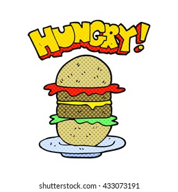 freehand drawn comic book style cartoon burger