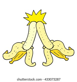 caricatura estilo libro de historietas dibujado a mano libre que avergüenza el toque mágico de banana