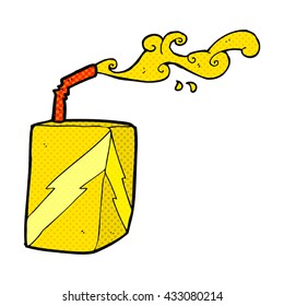 caja de jugo de caricatura con estilo de libro de historietas dibujado a mano libre