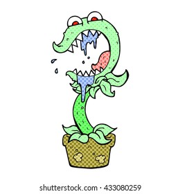 Cartoon Cartoon fressende Pflanze in freehand gezeichnetem Comicbuch