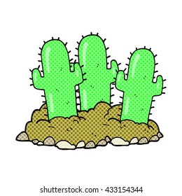 freehand drawn comic book style cartoon cactus