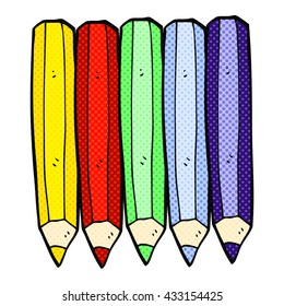 freehand drawn comic book style cartoon color pencils