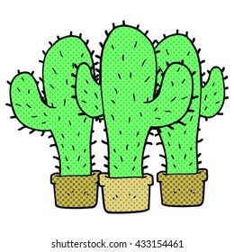 freehand drawn comic book style cartoon cactus