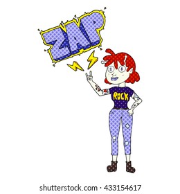 freehand drawn comic book style cartoon alien rock fan girl