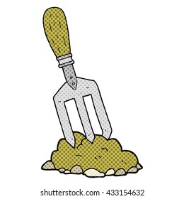 freehand drawn comic book style cartoon garden fork