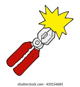 freehand drawn comic book style cartoon pliers