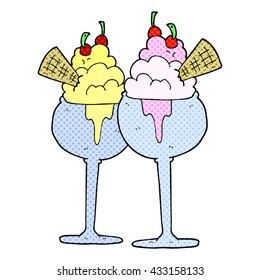 freehand drawn comic book style cartoon ice cream
