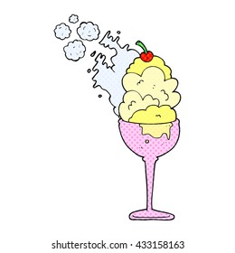 freehand drawn comic book style cartoon cold ice cream