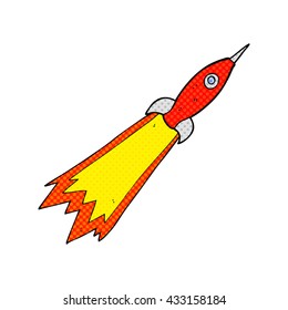 freehand drawn comic book style cartoon rocket