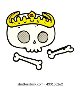 freehand drawn comic book style cartoon skull wearing tiara
