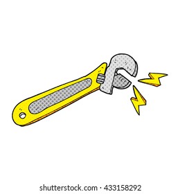 freehand drawn comic book style cartoon adjustable spanner