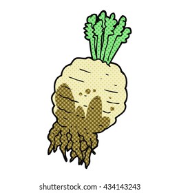 freehand drawn comic book style cartoon muddy turnip