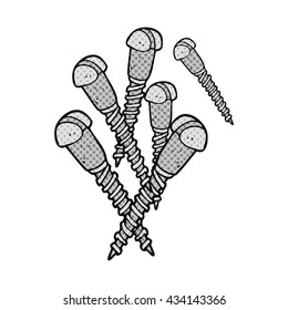 freehand drawn comic book style cartoon screws