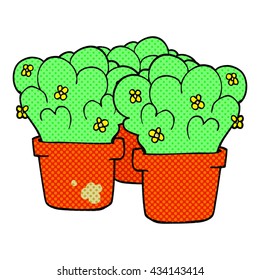 freehand drawn comic book style cartoon potted plants
