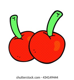 cerezas de caricatura estilo libro de historietas dibujadas a mano libre