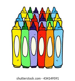 freehand drawn comic book style cartoon crayons