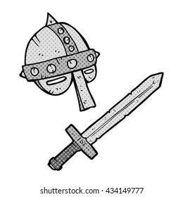 freehand drawn comic book style cartoon medieval helmet