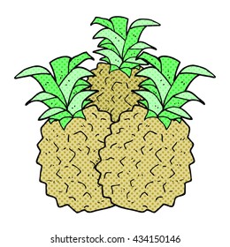 freehand drawn comic book style cartoon pineapple