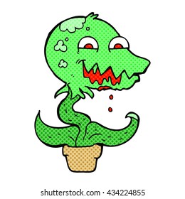 caricatura de estilo de libro de historietas dibujada a mano libre planta monstruo