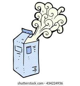 freehand gezeichneter Comicbuch-Stil Cartoon Milch-Karton explodiert