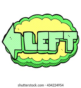 freehand drawn comic book style cartoon left symbol