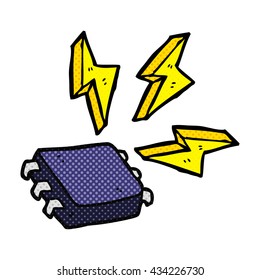 freehand drawn comic book style cartoon computer chip