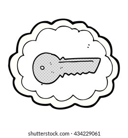 freehand drawn comic book style cartoon door key