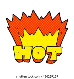 freehand drawn comic book style cartoon word hot